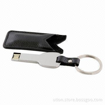 Metal Key USB Flash Drive with 1 to 32GB Memory Capacity, Free Sample and Leather Packaging